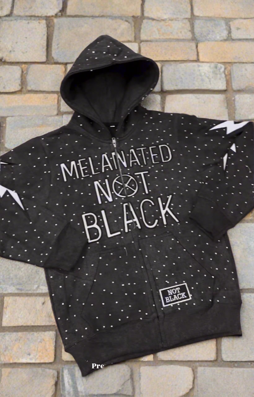 Black Melanated Not Black Rhinestone Zip Up