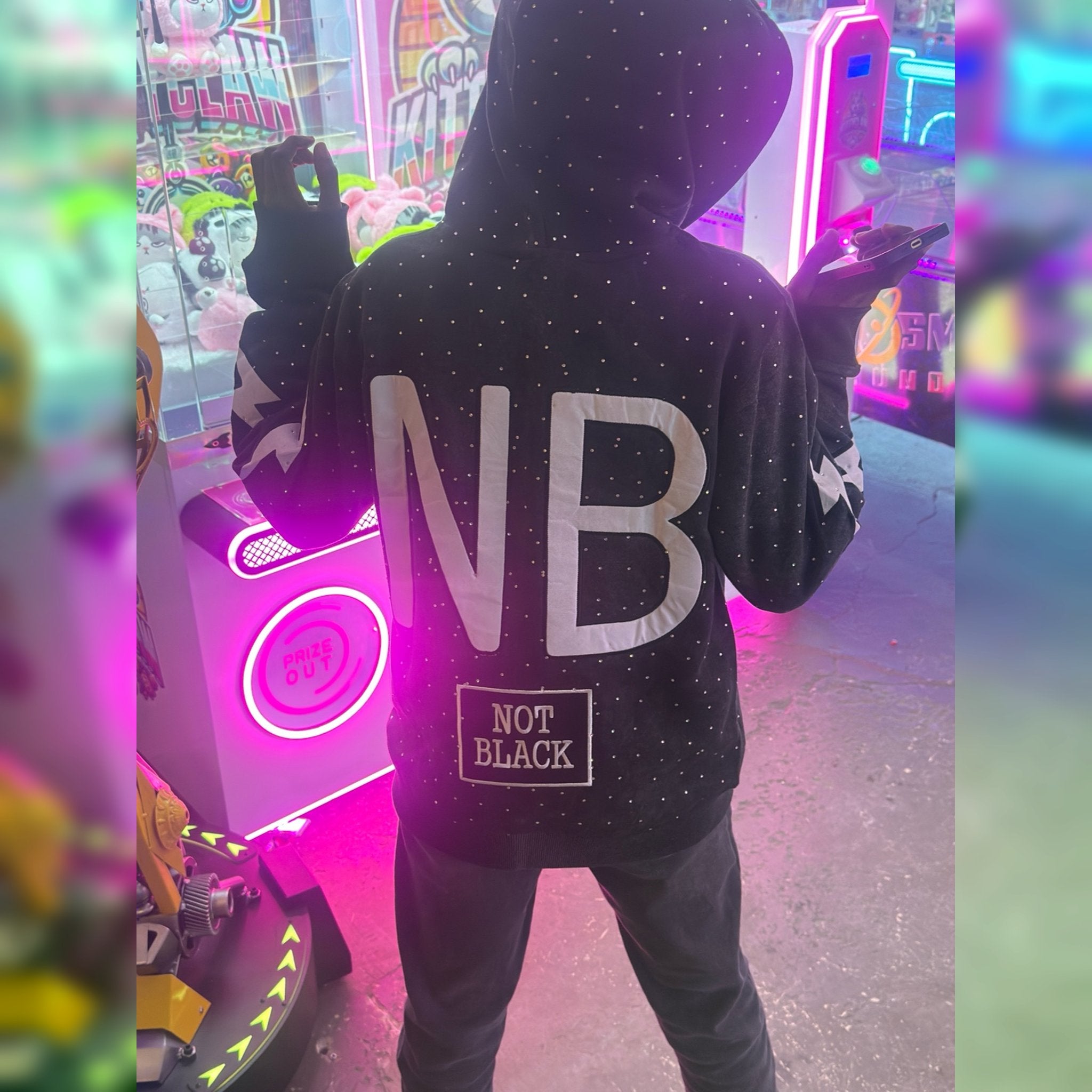 Black Melanated Not Black Rhinestone Zip Up