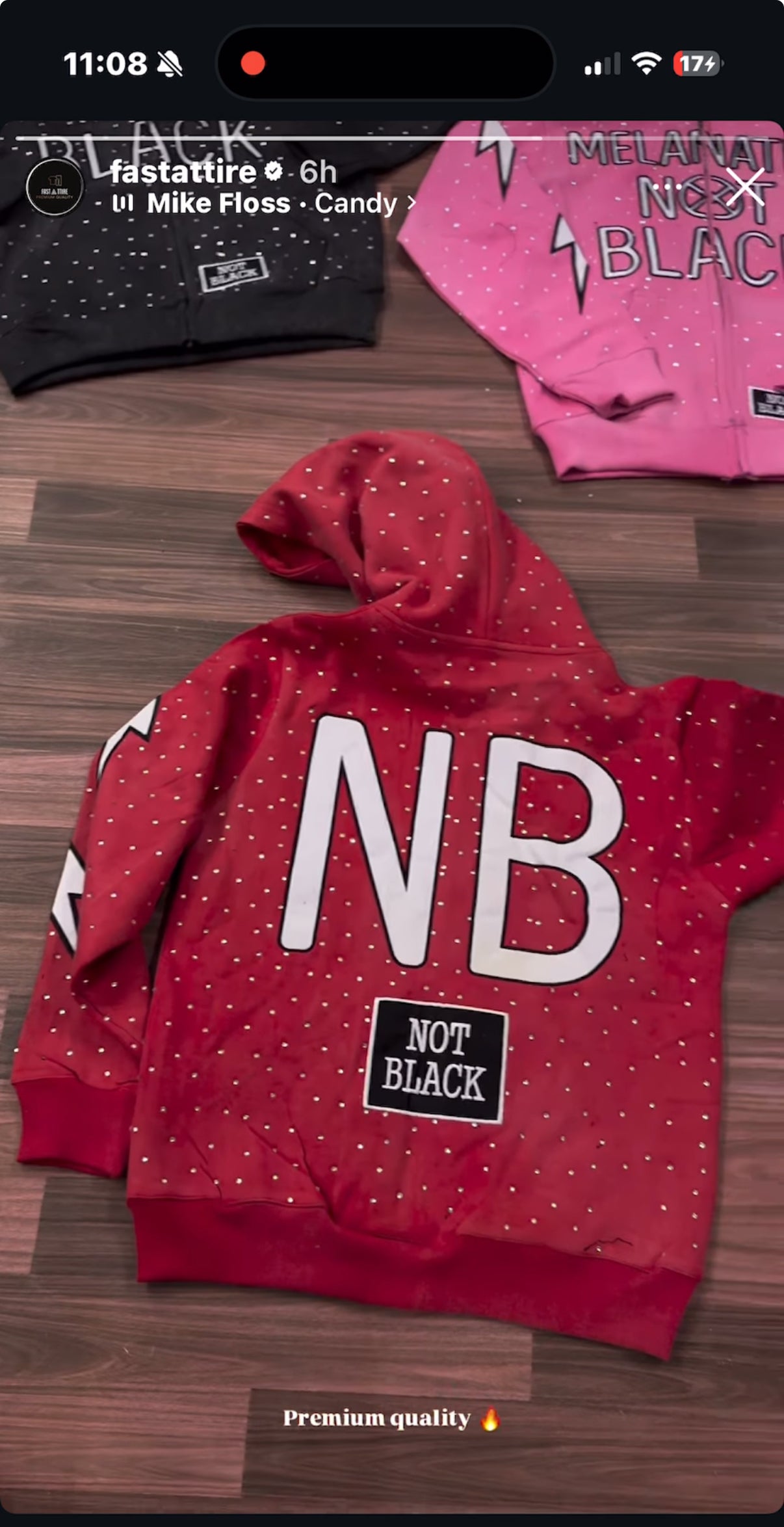 Red Melanated Not Black Rhinestone Zip Up